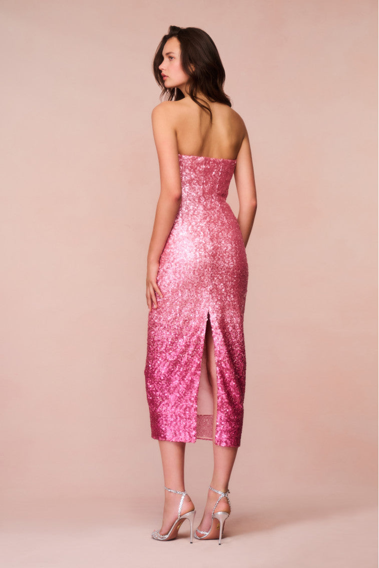 Stasia Sequined Ombré Midi Dress-morningim