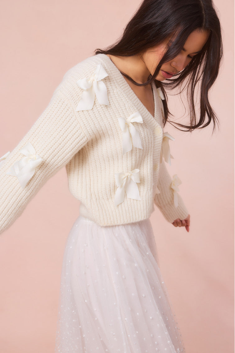 Ashtan Alpaca Bow-Embellished Cardigan-morningim