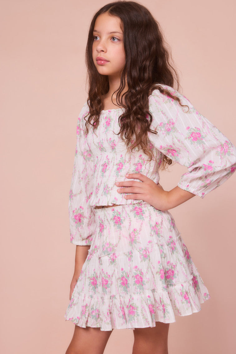 Girls Malva Cotton Floral Top-morningim