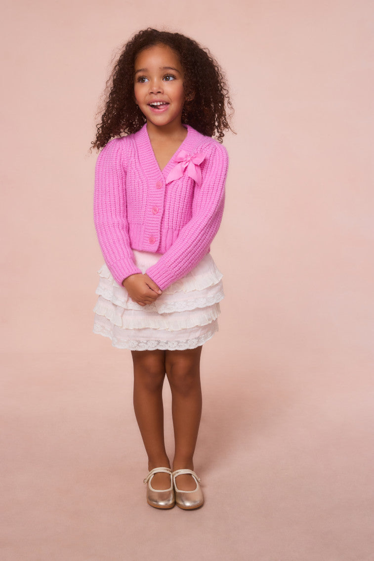 Girls Teisha Cardigan - ROSE POMPADOUR-morningim