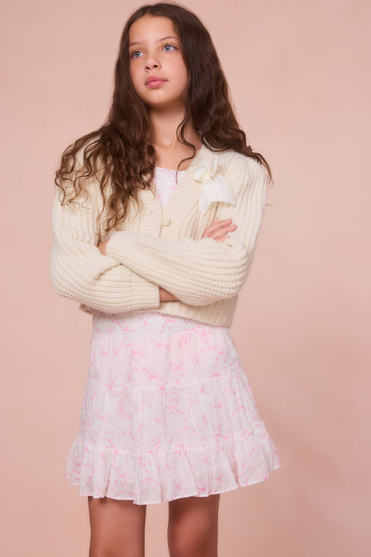 Girls Teisha Alpaca Bow Cardigan-morningim