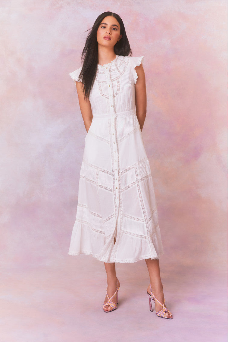 Remi Cotton Victorian Midi Dress-morningim