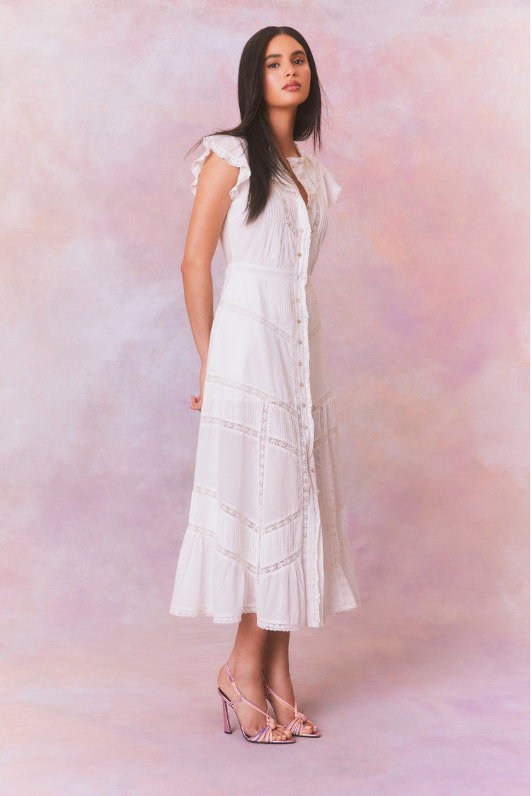 Remi Cotton Victorian Midi Dress-morningim