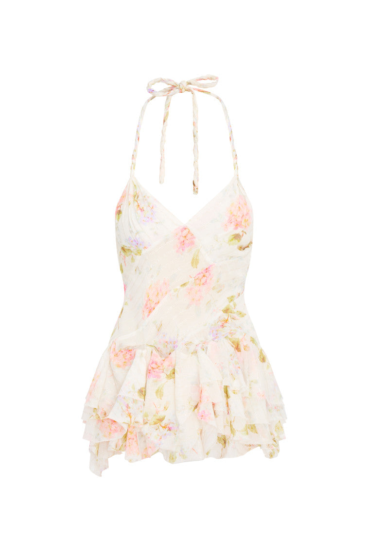 Adrinette Chiffon Halter Mini Dress-morningim