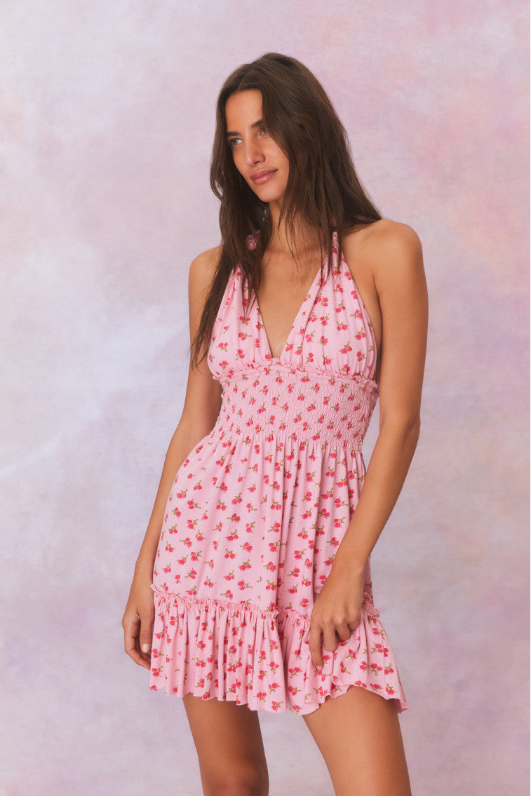 Aisling Halter Cotton Mini Dress-morningim