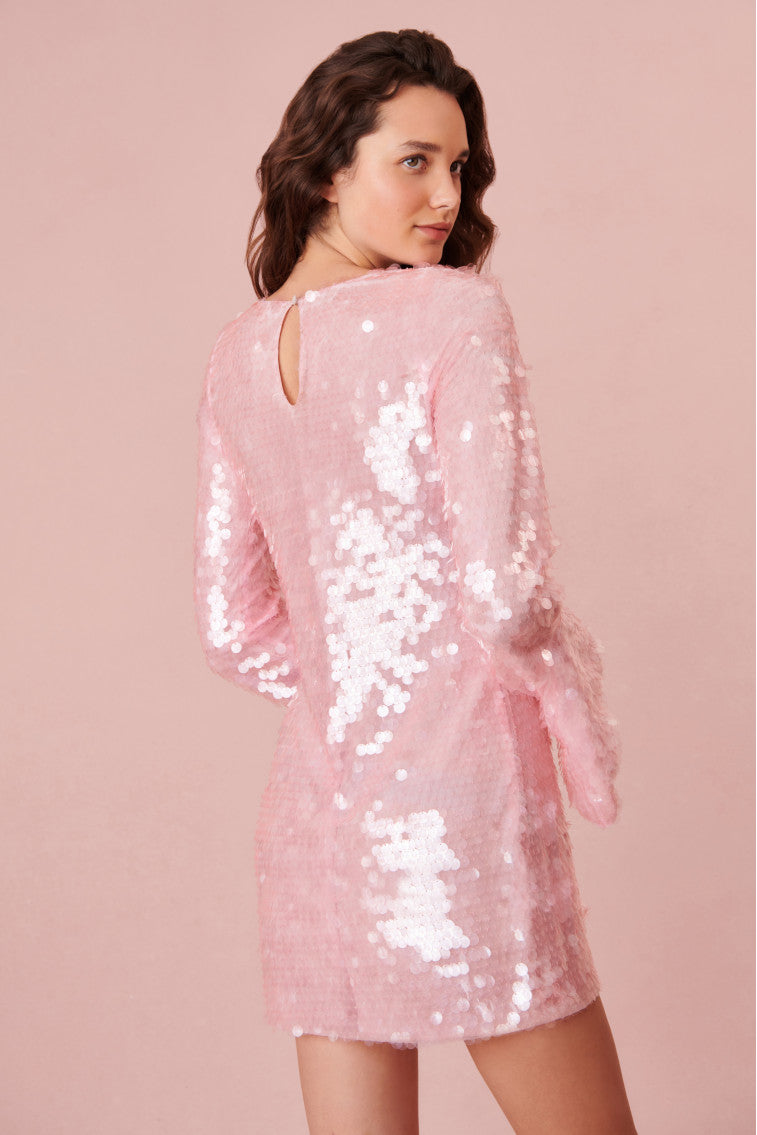 Annabella Sequin Bell Sleeve Mini Dress-morningim