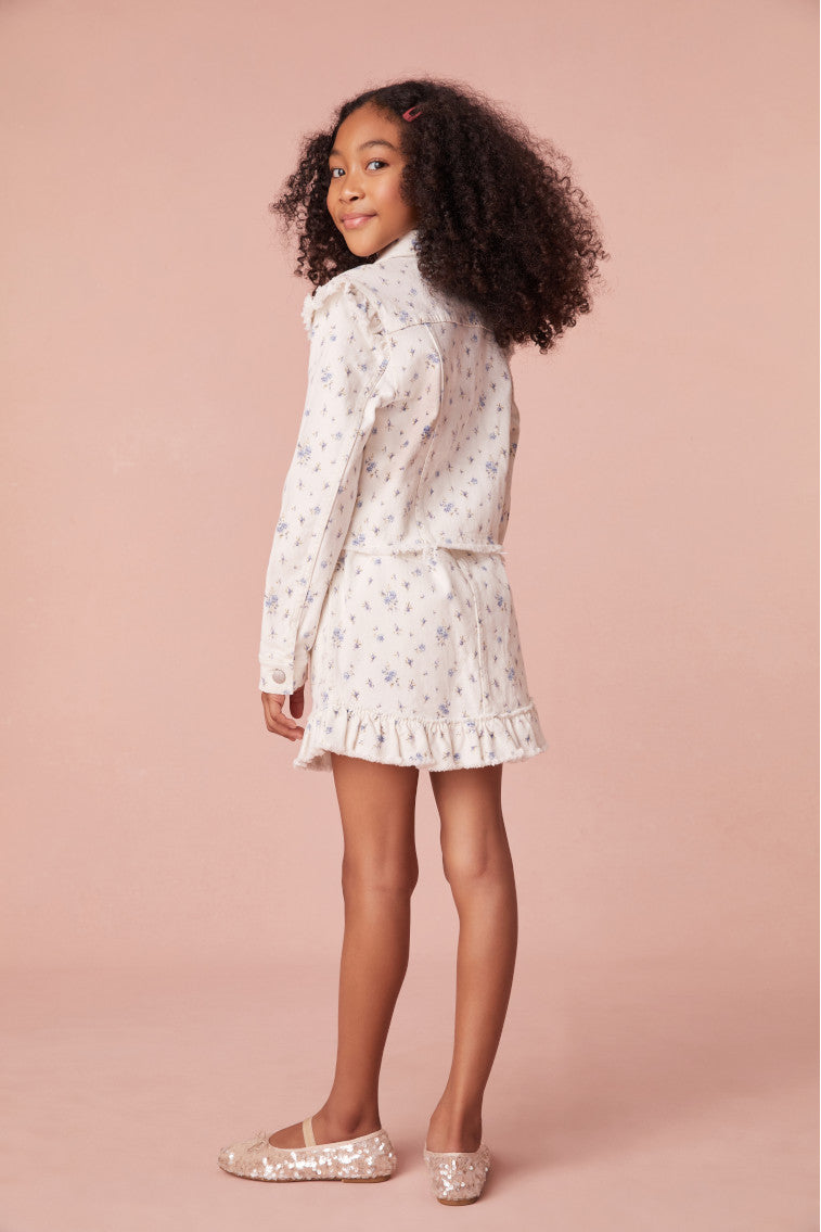 Girls Wylder Ikat Floral Print Skirt-morningim