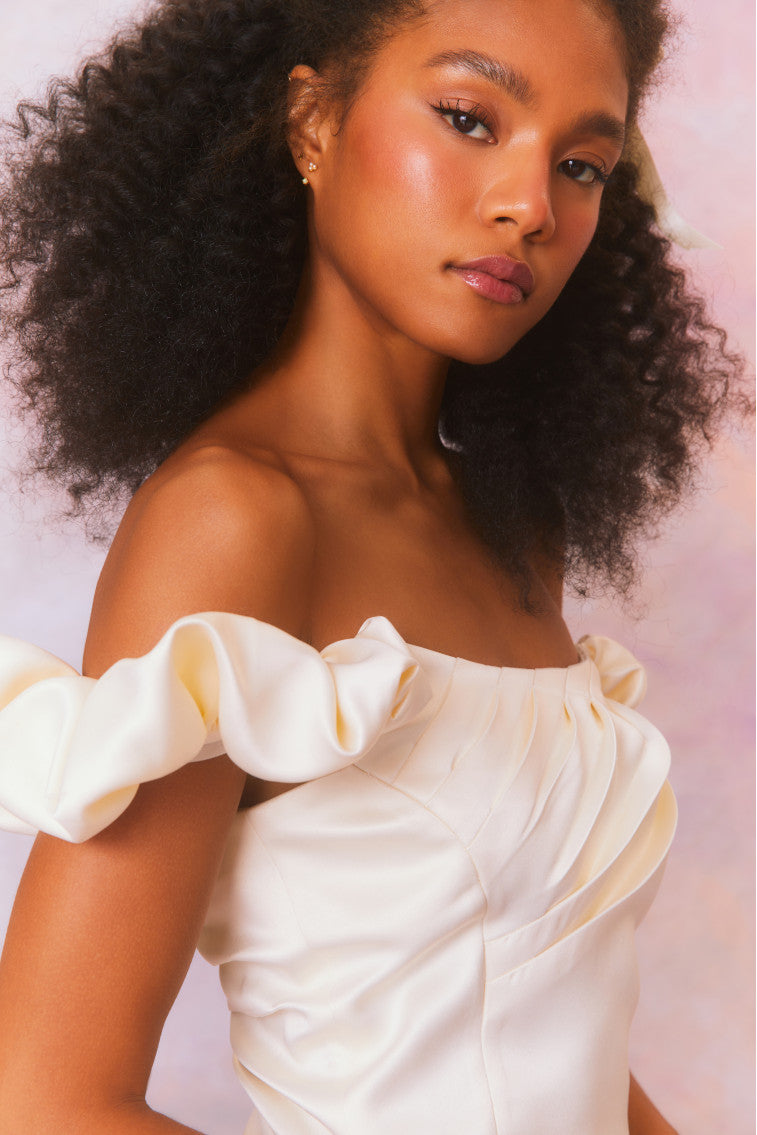 Cailey Off-The-Shoulder Draped Mini Dress-morningim