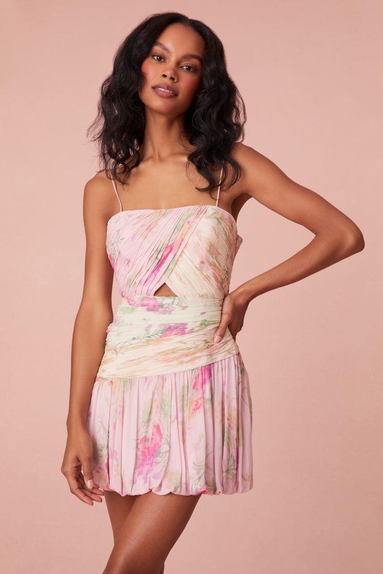 Camonete Floral Party Mini Dress-morningim