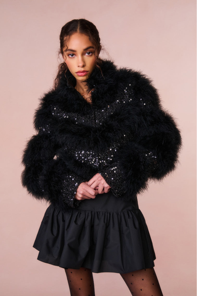 Curran Sequin Feathered Jacket-morningim