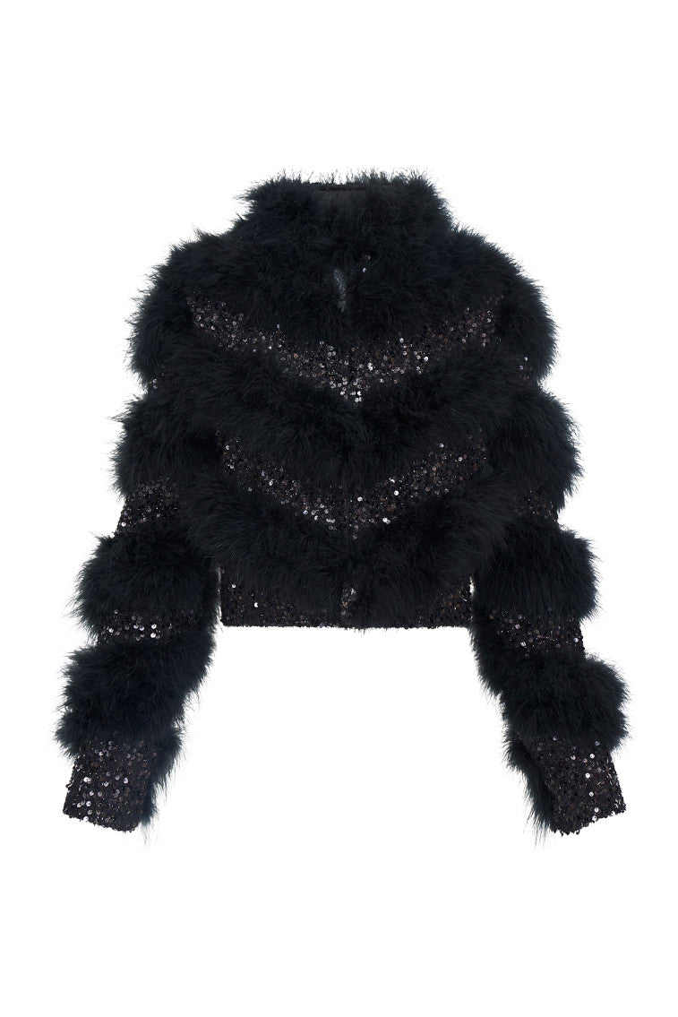 Curran Sequin Feathered Jacket-morningim