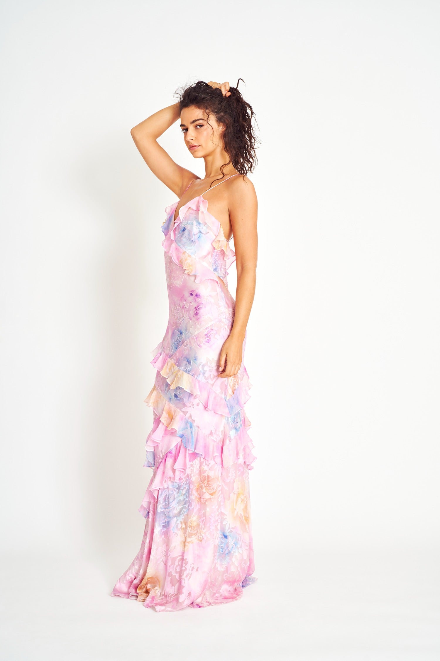 Rialto Floral Chiffon Maxi Dress-morningim