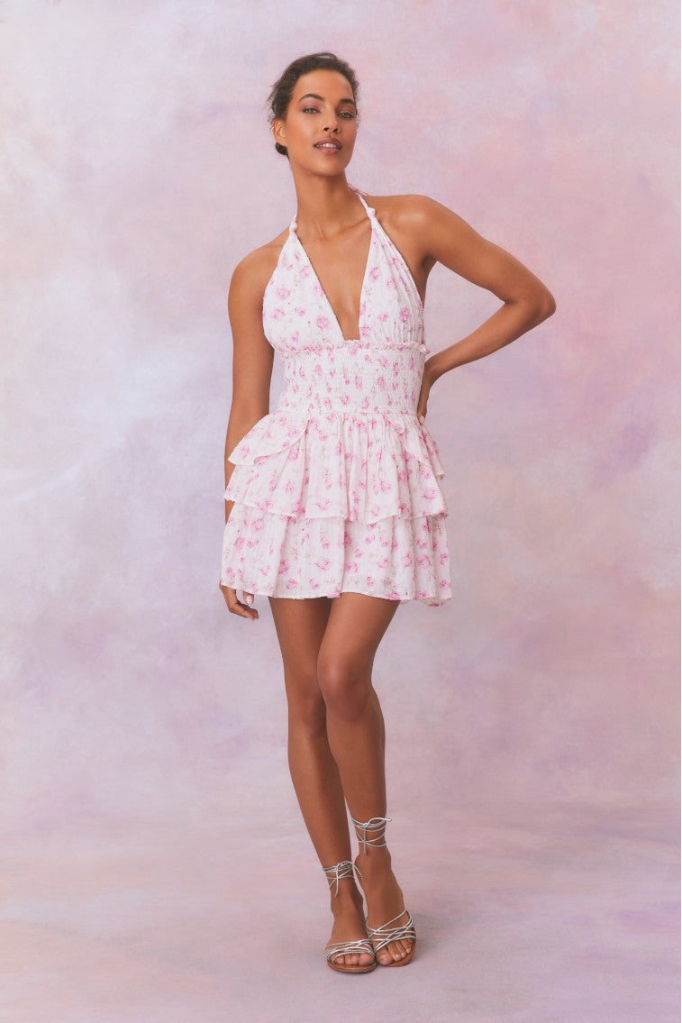 Deanna Fragrance Print Halter Mini Dress-STERLING DUSK-morningim