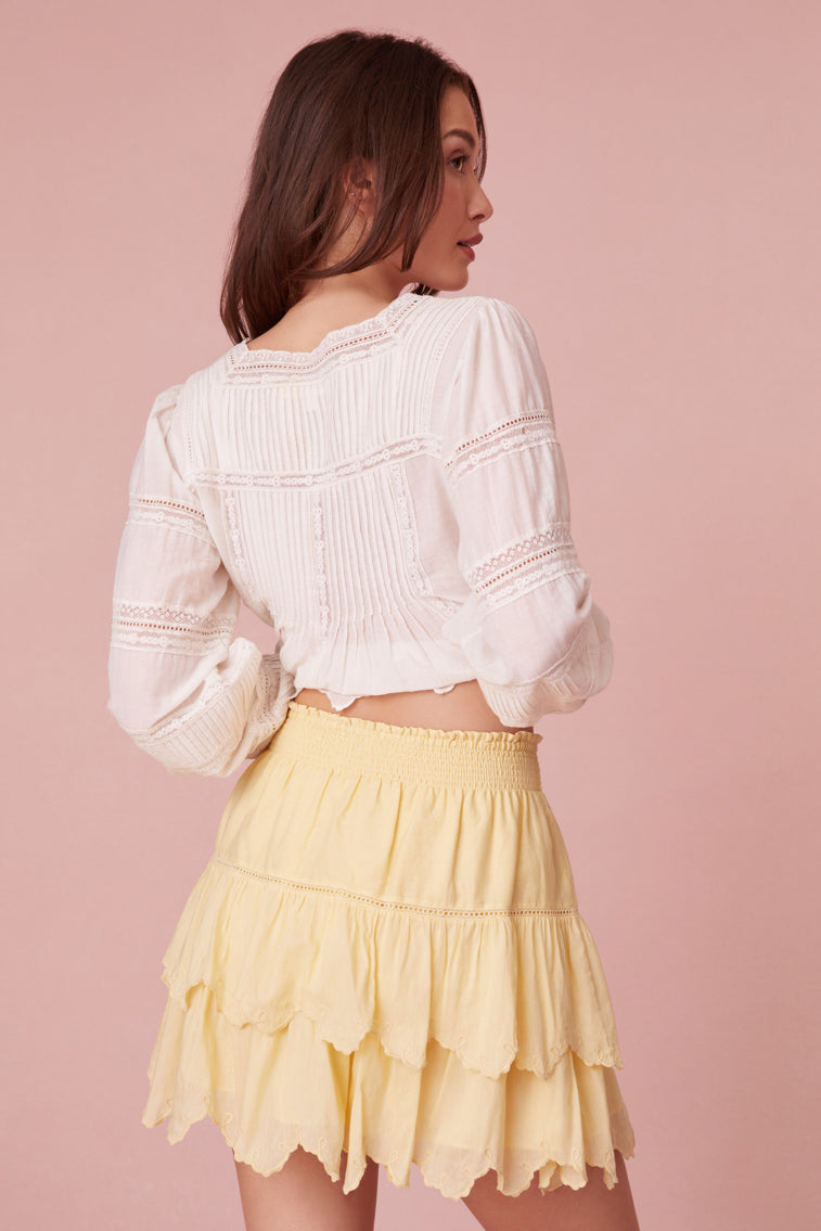 Donahue Embroidered Tier Mini Skirt-morningim