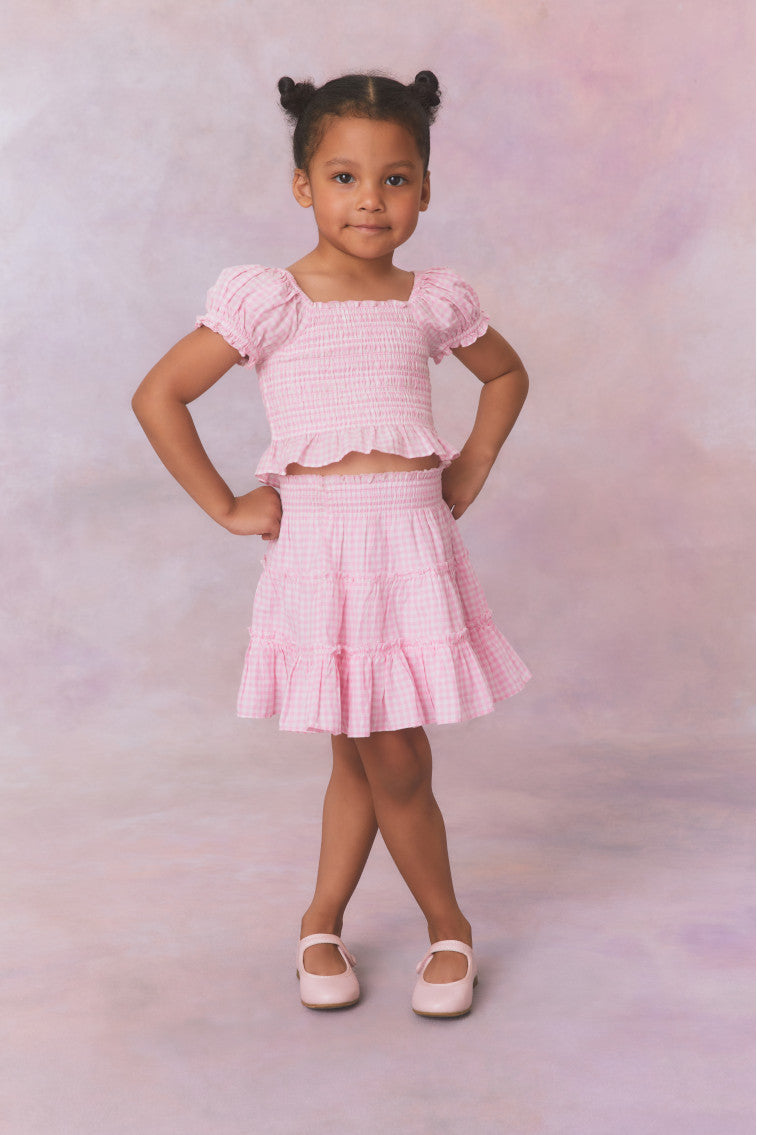 Girls Gingham Raf Skirt-morningim