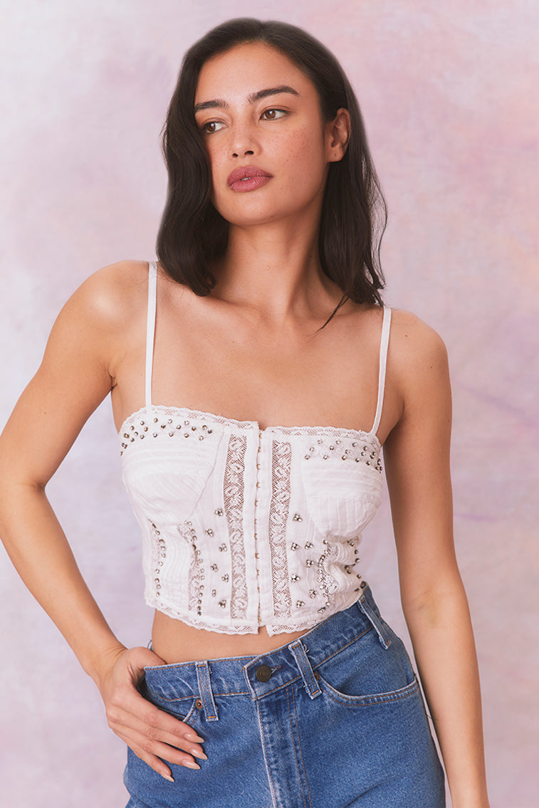 Embellished Rosabella Cotton Cami Top-morningim