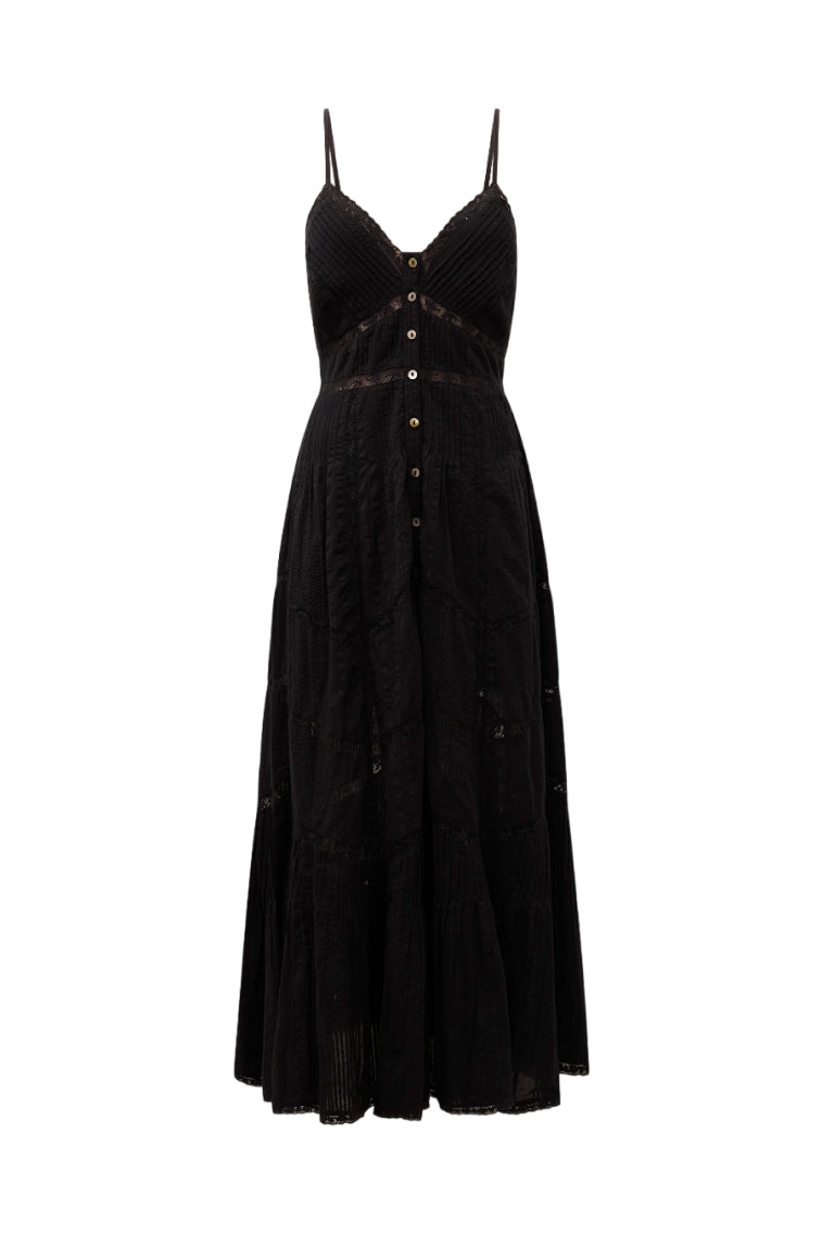 Esilda Cotton Midi Dress - BLACK-morningim
