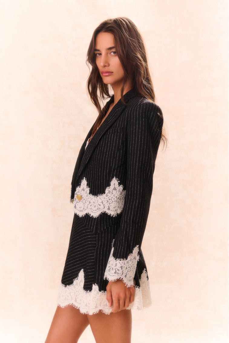 Icarus Pinstriped Lace-Detailed Jacket-morningim