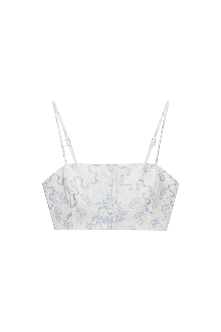 Isadore Bow Print Cropped Top-morningim