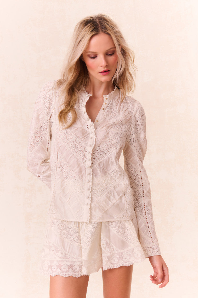 Isaline Button Down Lace Top-morningim