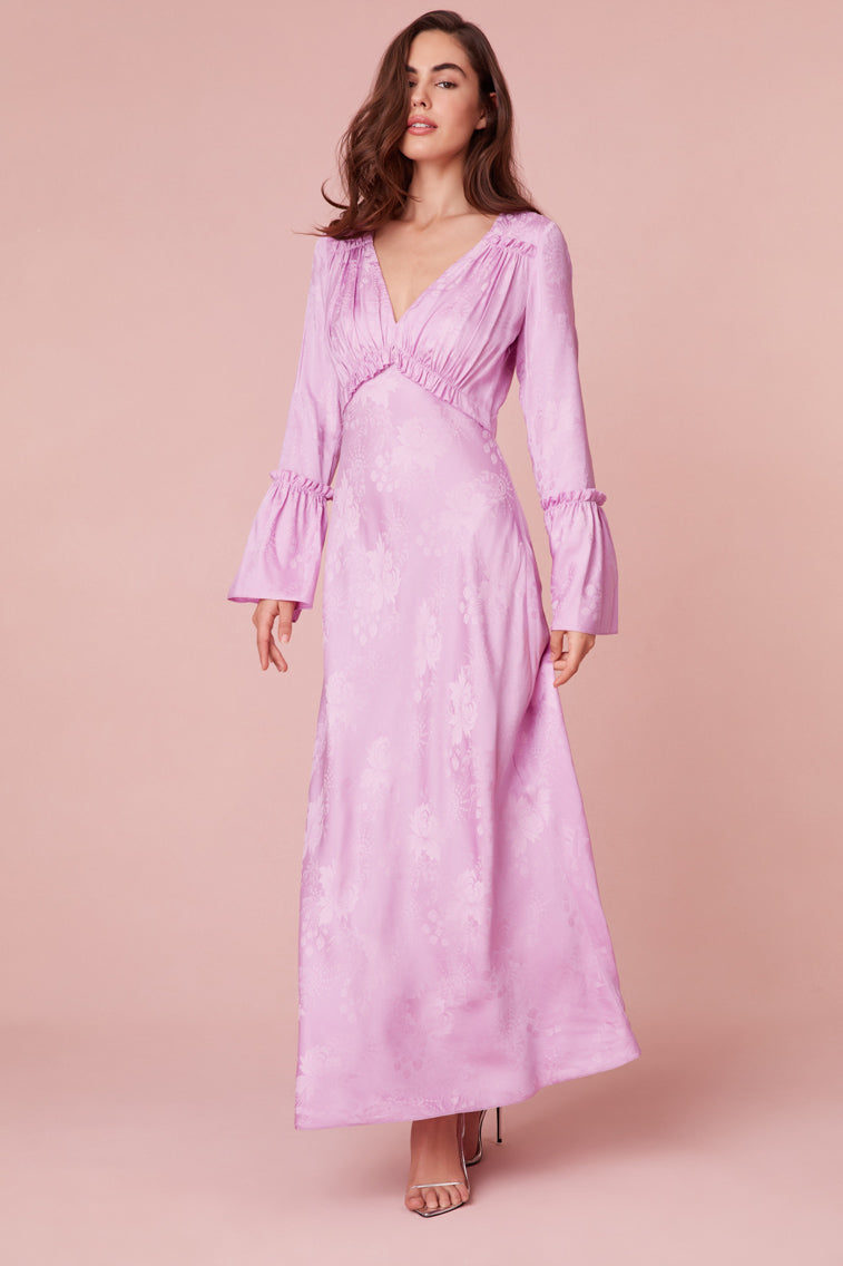 Kalona Silk Jacquard Maxi Dress-morningim