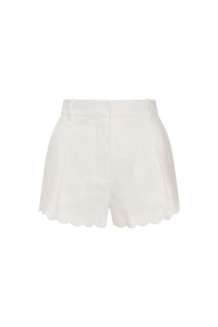 Lacette Linen Scallop Hem Shorts-morningim