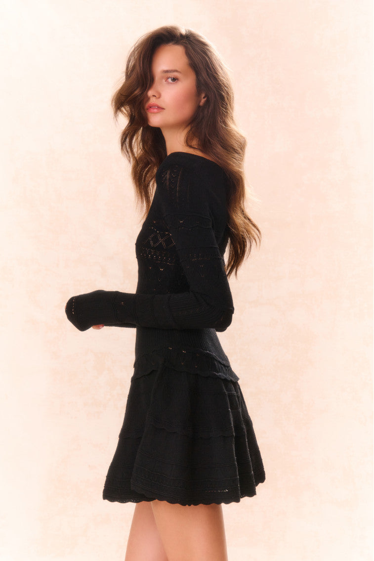 Lavender Pointelle Knit Mini Dress-morningim