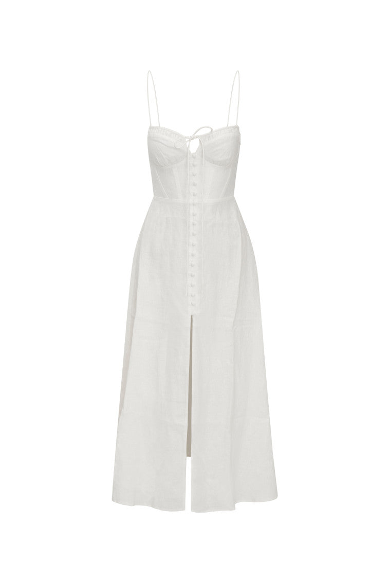 Linella Linen Smocked Maxi Dress-morningim