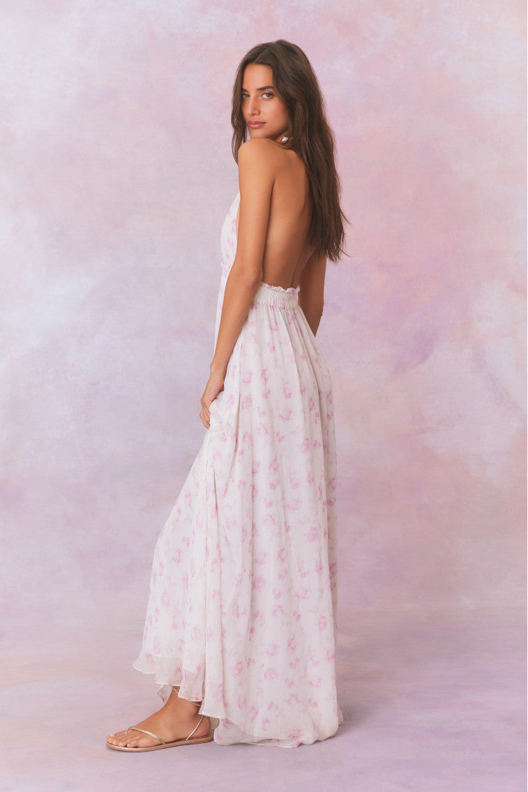 Love Fragrance Halter Maxi Dress- STERLING DUSK-morningim