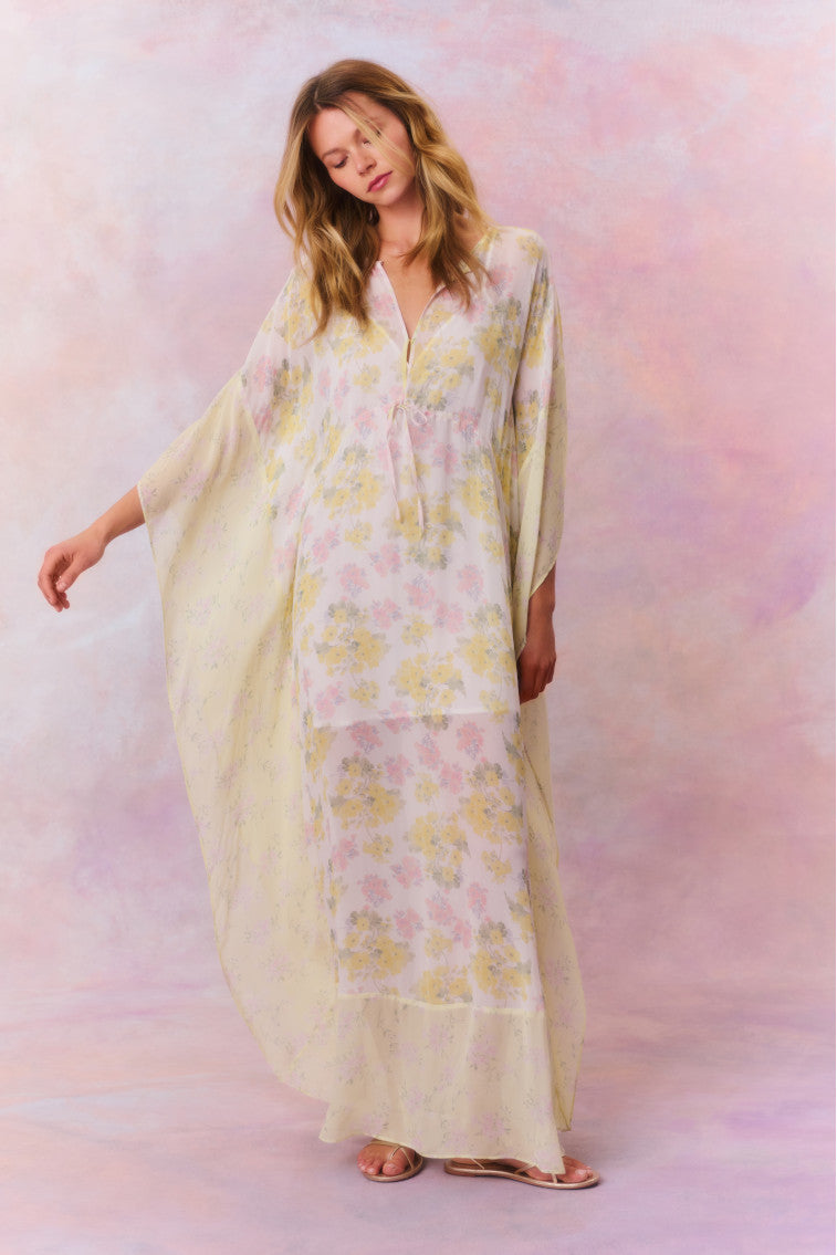 Lupine Chiffon Mixed Print Kaftan-morningim