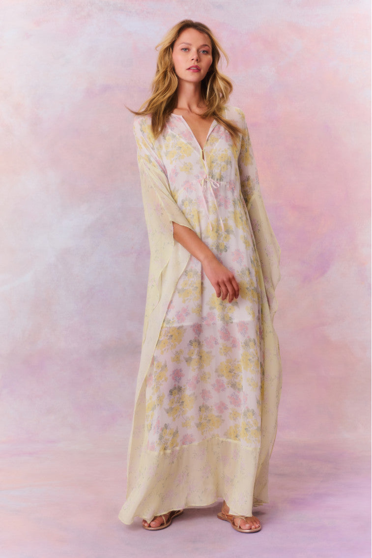 Lupine Chiffon Mixed Print Kaftan-morningim