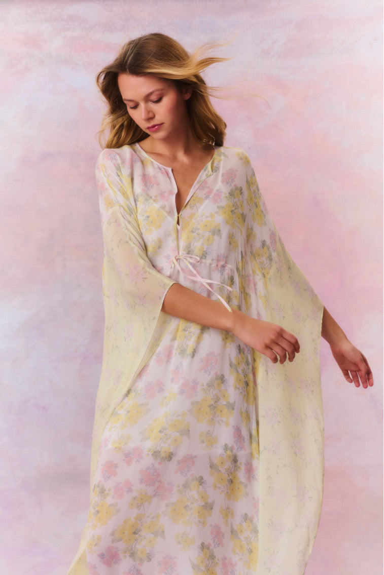 Lupine Chiffon Mixed Print Kaftan-morningim