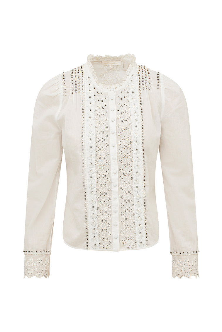 Mildrene Rhinestone-Studded Blouse-morningim