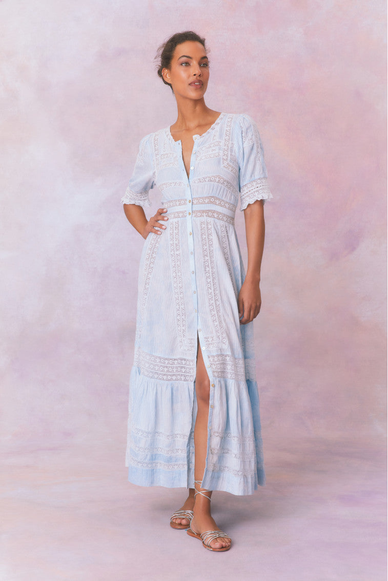 Minka Stripe Hand Dye Lace Maxi Dress-morningim