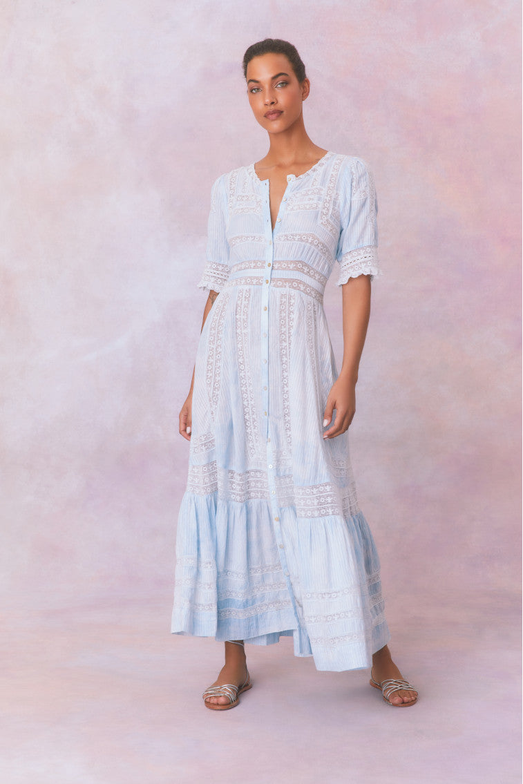 Minka Stripe Hand Dye Lace Maxi Dress-morningim