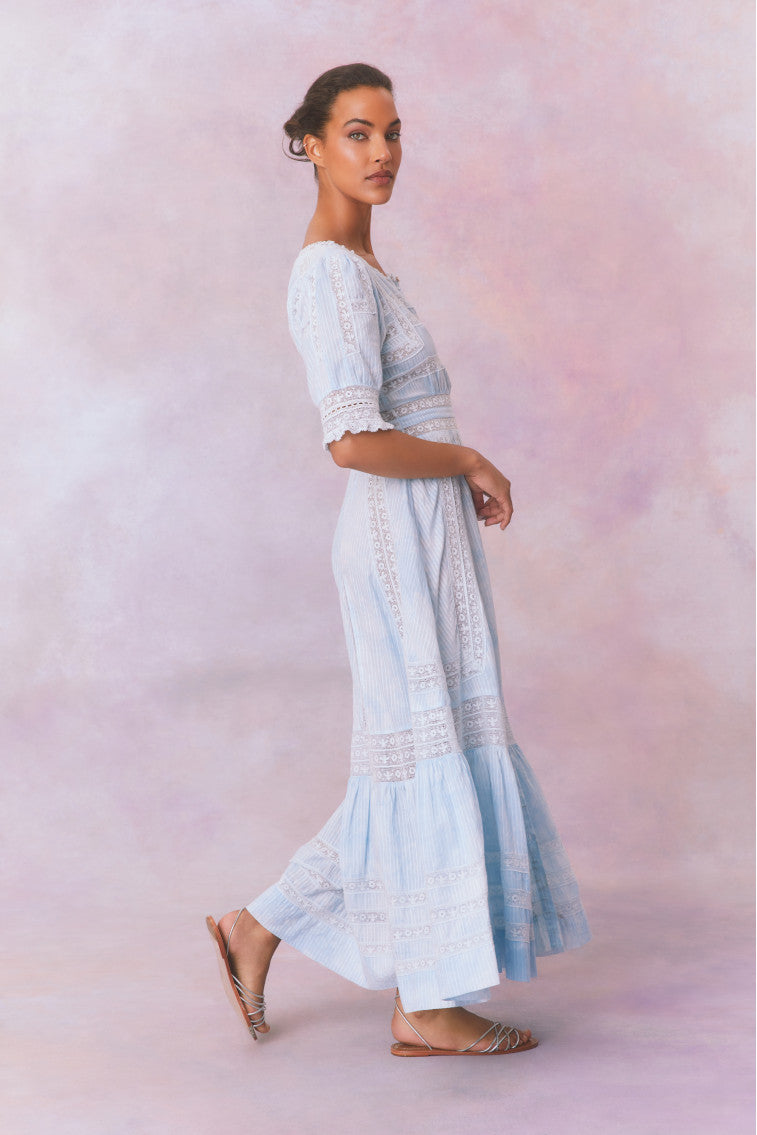 Minka Stripe Hand Dye Lace Maxi Dress-morningim