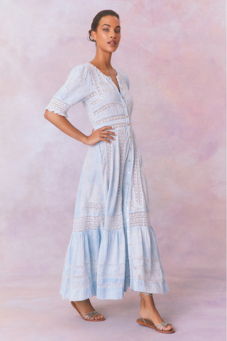 Minka Stripe Hand Dye Lace Maxi Dress-morningim
