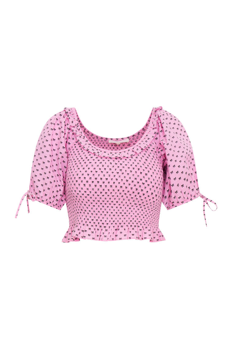 Molly Cotton Bow Puff Sleeve Top-morningim