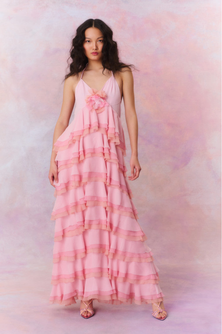 Monceau Halter Ruffle Dress-morningim