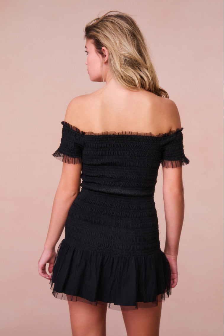 Girls Mosa Off-The-Shoulder Mini Dress-morningim