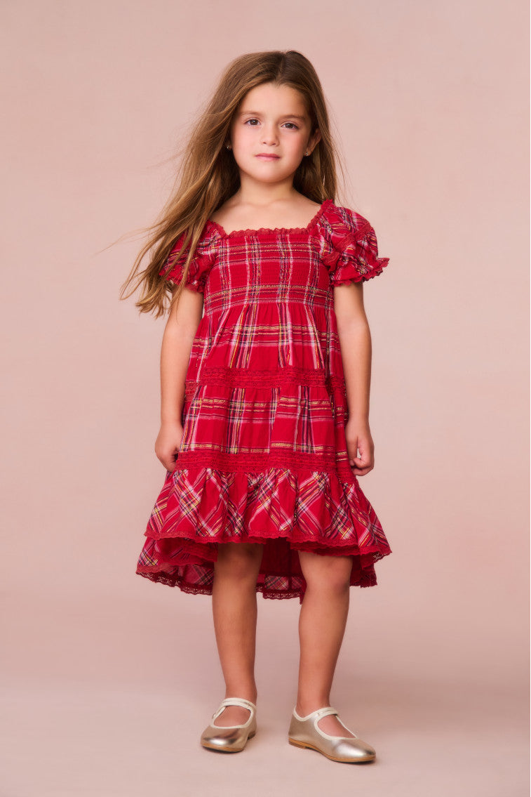 Girls Muriella Tartan Midi Dress-morningim