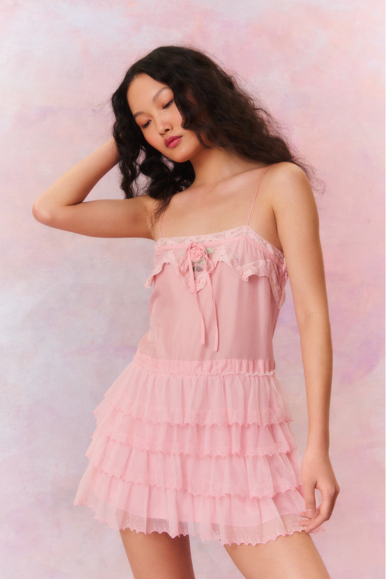 Myrna Ruffle Lace Mini Dress-morningim