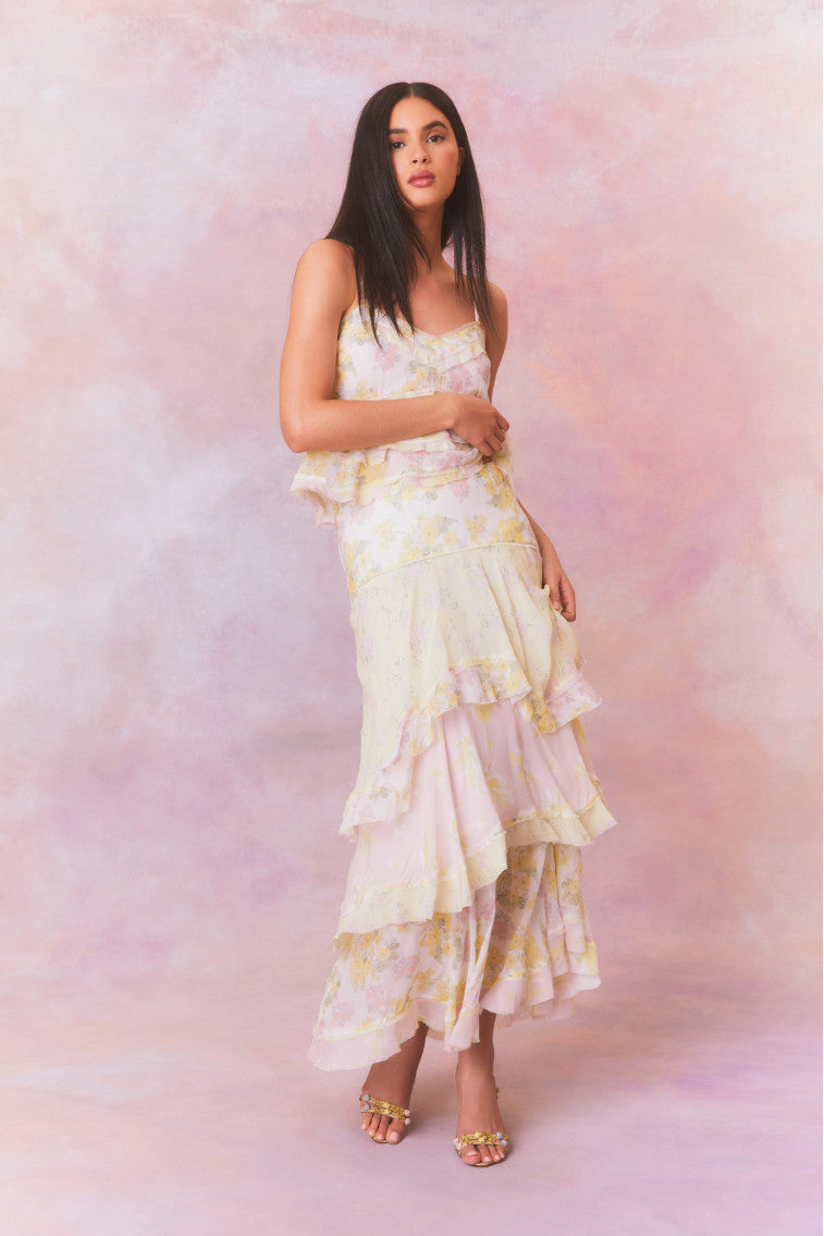 Napoli Chiffon Mixed Print Cami Top-morningim