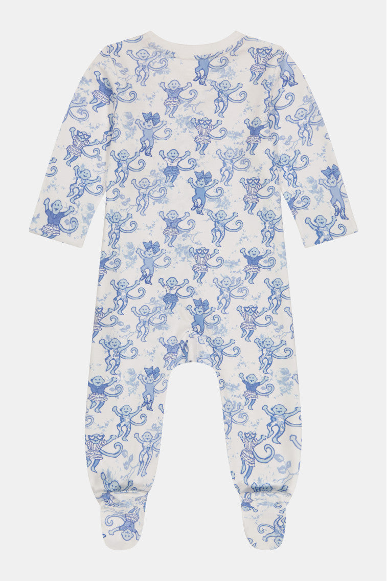 Roller Rabbit x Morningim Pastiche De Monkey Baby Zipper Footie-morningim