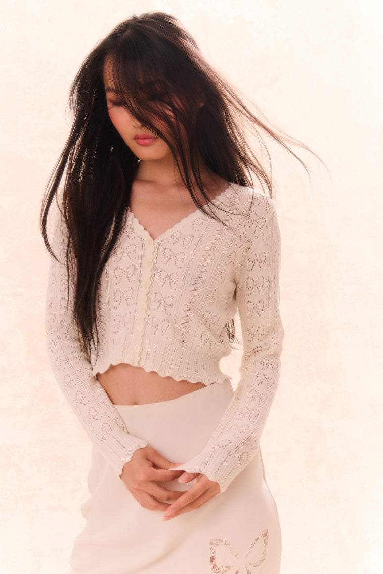 Petra Bow Pointelle Cardigan-morningim