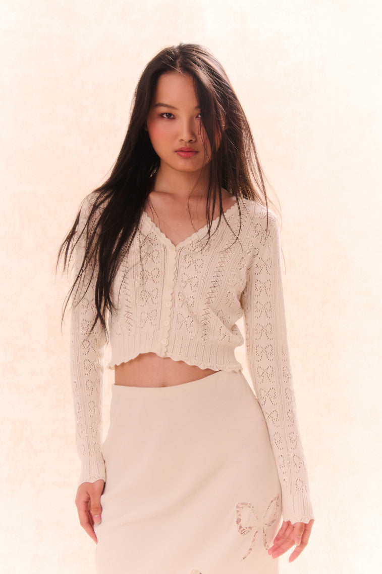 Petra Bow Pointelle Cardigan-morningim
