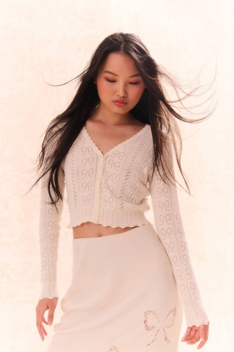 Petra Bow Pointelle Cardigan-morningim