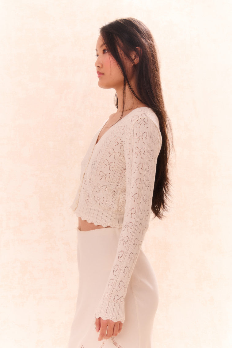 Petra Bow Pointelle Cardigan-morningim