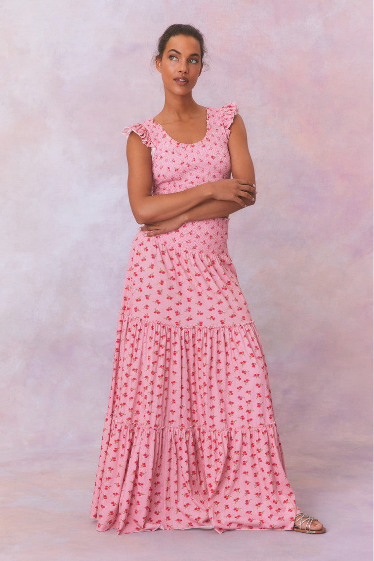 Phia Floral Printed Smocked Maxi Skirt-morningim