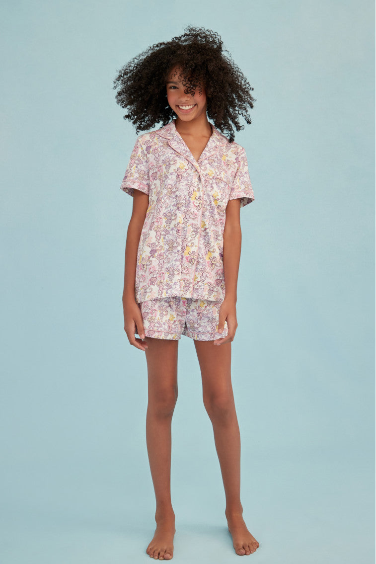 Roller Rabbit x Morningim Preppy Patchwork Women's Polo Pajama-morningim